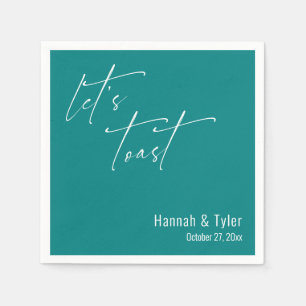 Serviette En Papier Trinquons Élégant Simple Mariage Cocktail Sarcelle