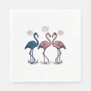 Serviette En Papier Trio de flamants patriotiques dessin de gravure vi