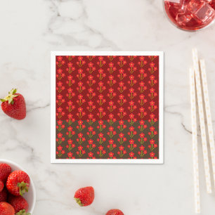 Serviette En Papier Trio de fleurs rouges minimalistes Design