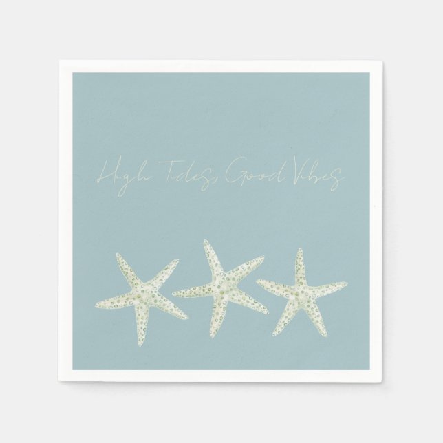 Serviette En Papier Trio d'étoiles de mer à l'aquarelle (Devant)