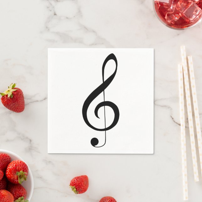 Serviette En Papier Triple Clef Musical Note, (En situation)