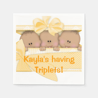 Serviette En Papier Triplets Baby shower Afro-Américain papier Napkin