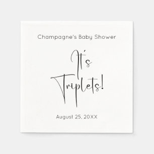 Serviette En Papier Triplets Baby shower de script moderne