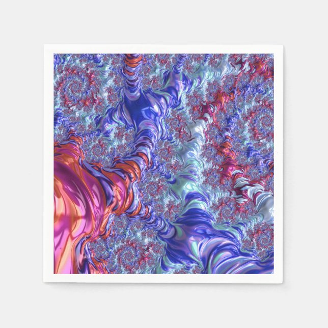 Serviette En Papier Trippy coloré Super numérique Abstrait Fractal (Devant)