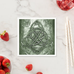 Serviette En Papier Triquetra Trinity Sage de noeud Vert Faux Metallic
