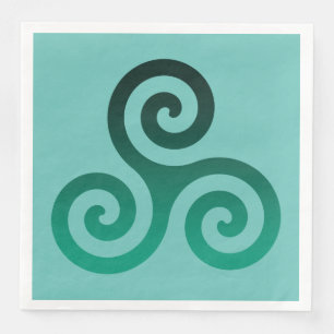 Serviette En Papier Triskele vert symbole celtique ancien sur fond men