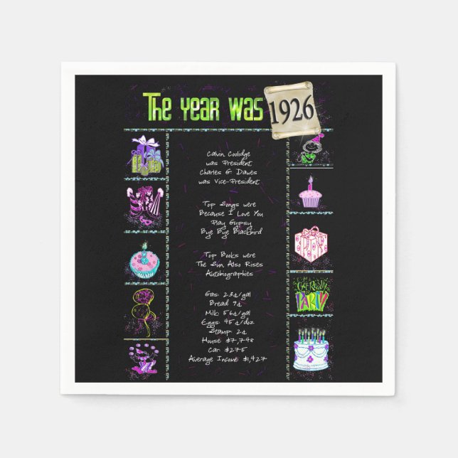 Serviette En Papier Trivia de l'année de naissance 1926 (Devant)