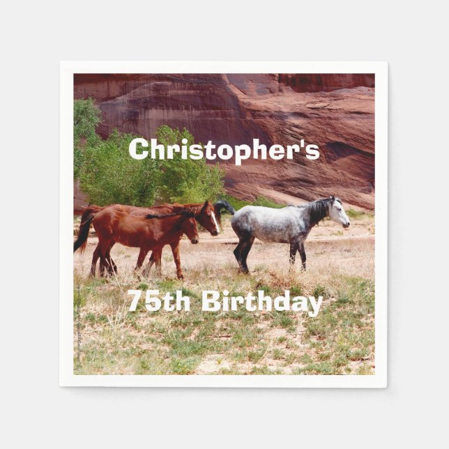 Serviette En Papier Trois Chevaux Southwest Anniversaire papier (Devant)