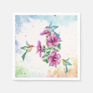 Serviette En Papier Trois colibris Aquarelle Cocktail Napkins