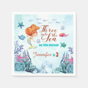Serviette En Papier Trois dans la mer Filles de sirène 3e anniversaire