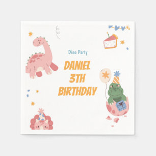 Serviette En Papier Trois enfants Rex Dinosaur 3e fête d'anniversaire