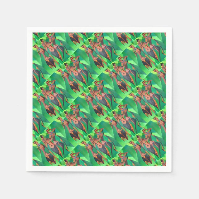 Serviette En Papier Trois Femmes Noires Traditionnelles Ethniques Dans (Devant)