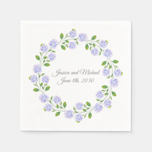 Serviette En Papier Trois Hydrangées Aquarelle Florale Wreath