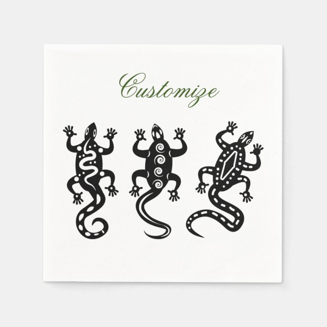 Serviette En Papier Trois Lizards noirs style Thunder_Cove sud-ouest (Devant)