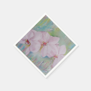 SERVIETTE EN PAPIER TROIS ORCHIDES BLANCS PAPIER NAPKINS