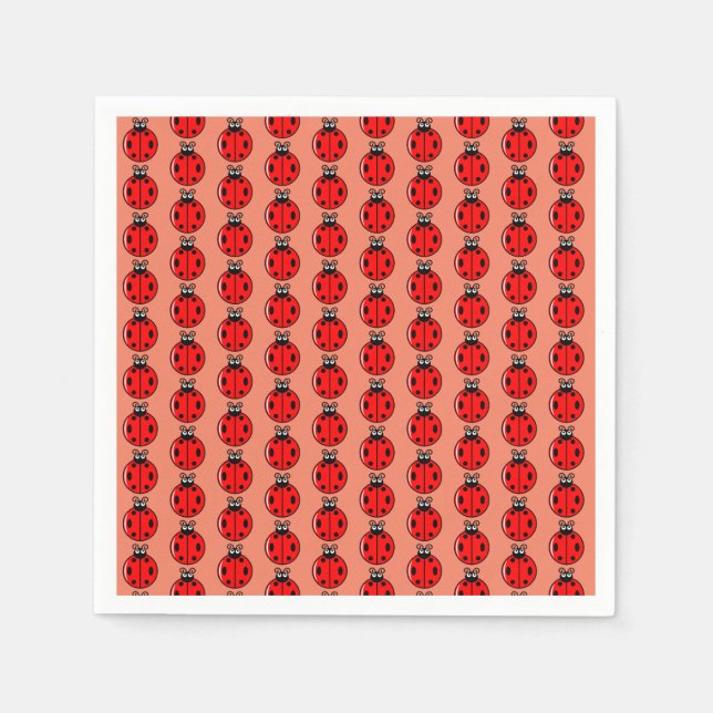 Serviette En Papier Trois Petits Ladybugs - Cocktail Standard (Devant)