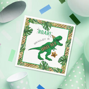 Serviette En Papier Trois Rex Dinosaur 3e anniversaire