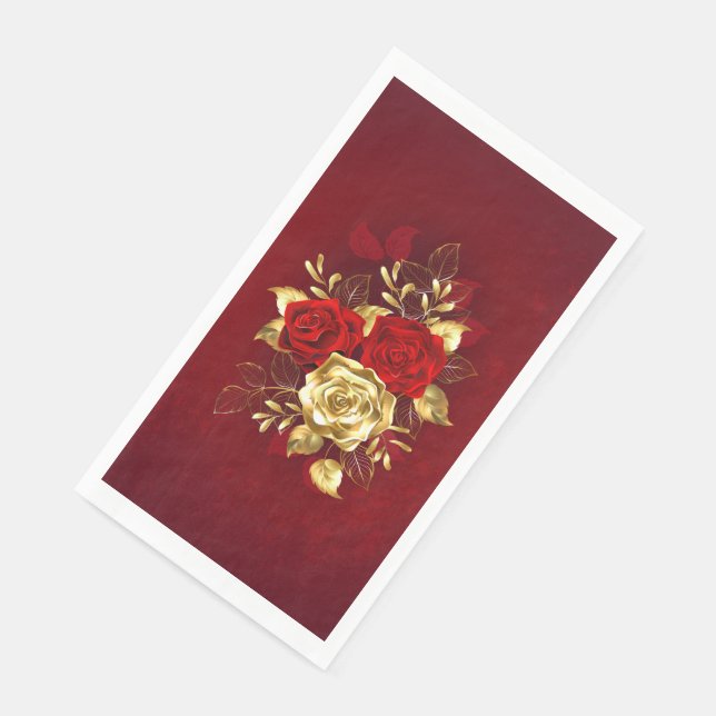 Serviette En Papier Trois Roses de bijoux (Coin)