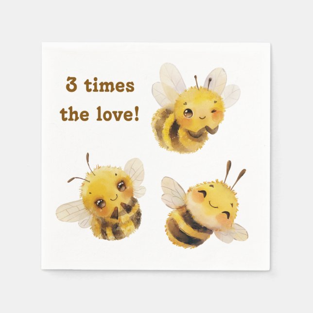 Serviette En Papier Trois serviettes d'abeilles (Devant)