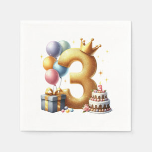 Serviette En Papier Troisième anniversaire doré