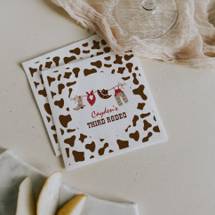 Serviette En Papier Troisième Rodéo Western Cowboy 3e anniversaire