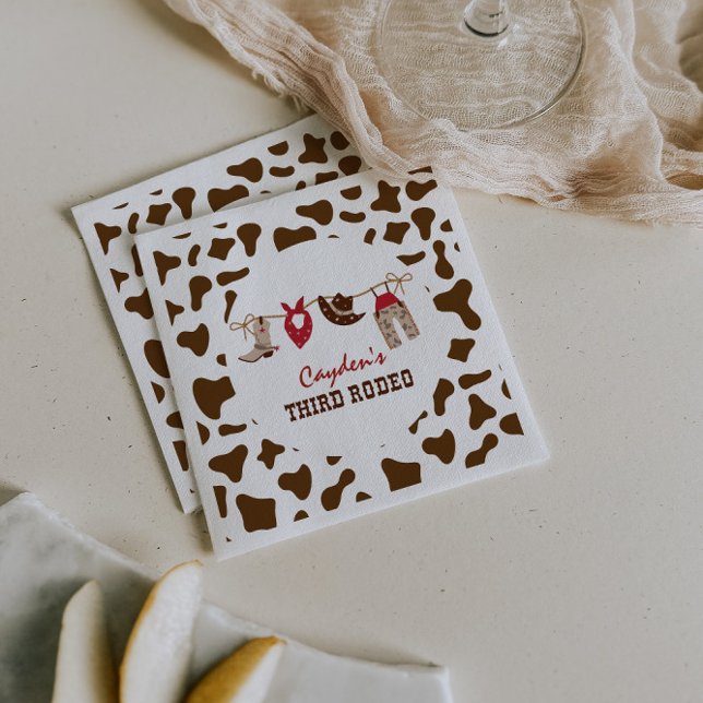 Serviette En Papier Troisième Rodéo Western Cowboy 3e anniversaire (Créateur téléchargé)