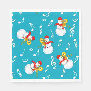 Serviette En Papier Trombone Snowman Music Notes Motif