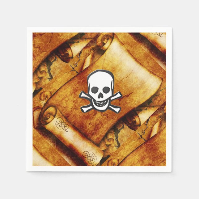 Serviette En Papier Tronc crâne trésor carte défiler pirates (Devant)