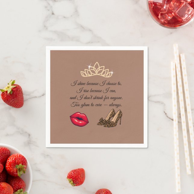 Serviette En Papier Trop Glam Pour Se Soucier – Citation Chic  (En situation)