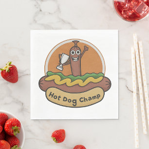 Serviette En Papier Trophée Wiener Champ de Hot Dog Mignon Foodie