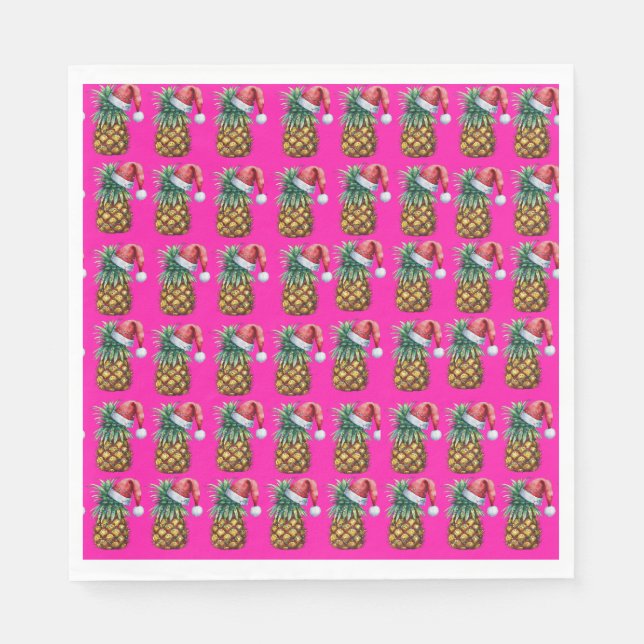 Serviette En Papier Tropica - rose (Devant)