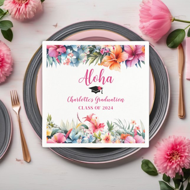 Serviette En Papier Tropical Aloha Luau Graduation 2024 (Créateur téléchargé)