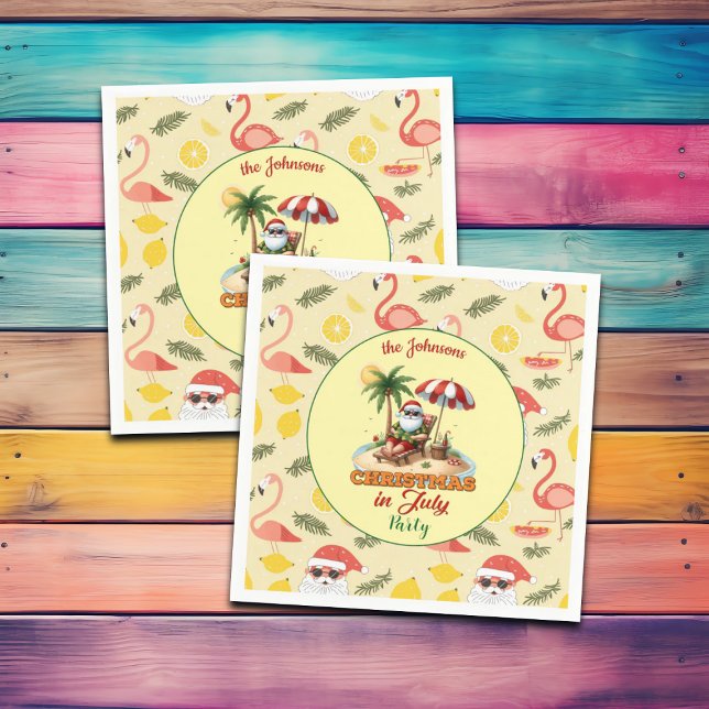 Serviette En Papier Tropical Beach & Père Noël Noël en juillet (Créateur téléchargé)