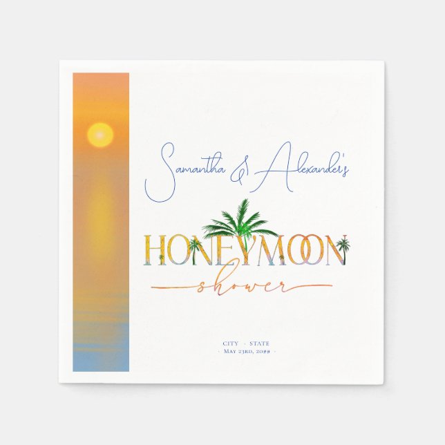 Serviette En Papier Tropical Beach Sunset Fond de lune de miel Cadeaux (Devant)