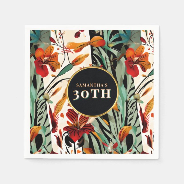 Serviette En Papier Tropical Bohème Floral Âge Design de Pique-Nique (Devant)