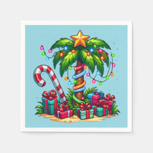 Serviette En Papier Tropical Christmas Holiday Palm Tree