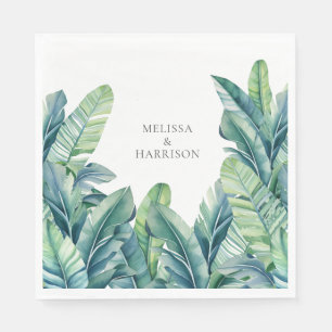 Serviette En Papier Tropical Exotic Foliage Feuille Design Mariage