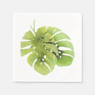 Serviette En Papier Tropical exotic green monstera leaves watercolor e