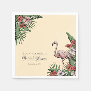 Serviette En Papier Tropical Flamant Rose Hawaïen Enterrement de Vie d