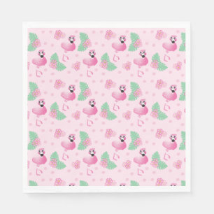 Serviette En Papier Tropical Flamant rose Oiseau Fleur Motif Tropical