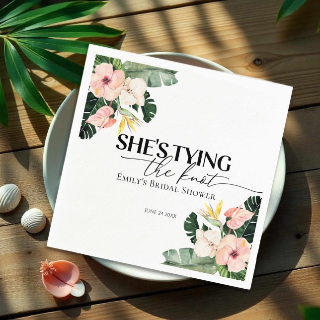 Serviette En Papier Tropical Floral Elle se marie Enterrement de vie d (Créateur téléchargé)