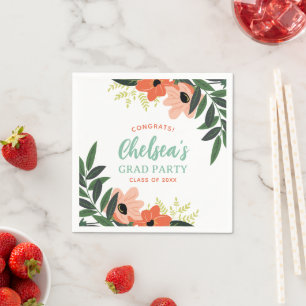 Serviette En Papier Tropical Floral Personnalisé Grand Parti