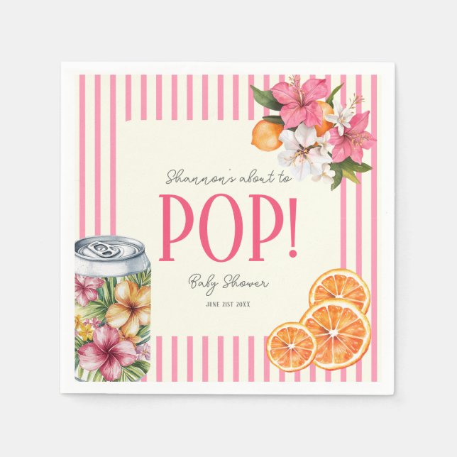 Serviette En Papier Tropical Flowers Pop Baby Shower Paper Napkins (Devant)