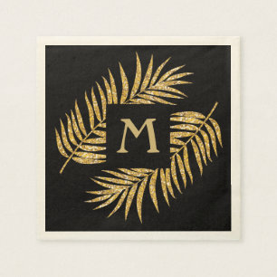 Serviette En Papier Tropical Gold Parties scintillant Palm Tree Fronds
