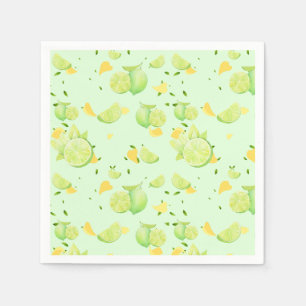 Serviette En Papier Tropical Green Citrus SUMMER Orange lemon Slice