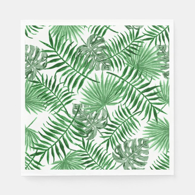 Serviette En Papier Tropical Green Palm Feuille Summer Art Motif (Devant)