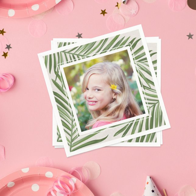 Serviette En Papier Tropical Green Palm Feuilles Photo d'été (Créateur téléchargé)