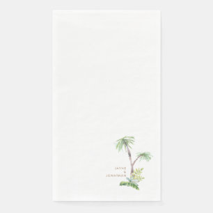 Serviette En Papier Tropical Greenery Gold Texte Personnalisé Deux nom