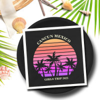 Tropical Island Beach Palm Tree Pink Black Party