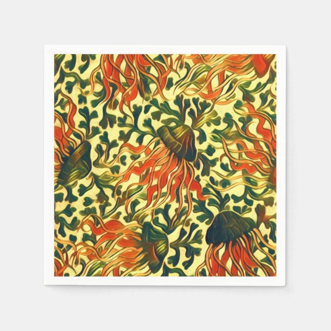 Serviette En Papier Tropical Jellyfish Underwater Sea Art (Devant)